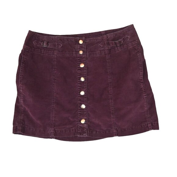 GAP Maroon Corduroy Button Mini Skirt Y2K 2004 Utility Style Size 16 - Picture 1 of 10